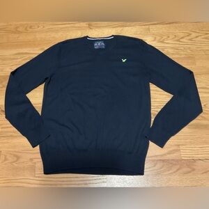 Men’s American Eagle Outfitters Athletic Fit V-Neck Navy Blue Cotton Sweater.